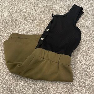 Olive green and black romper